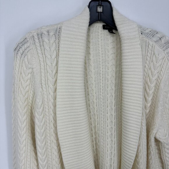 Talbots Cable Knit Cardigan Sweater M Cable Knit Lambswool Cream - Picture 4 of 7